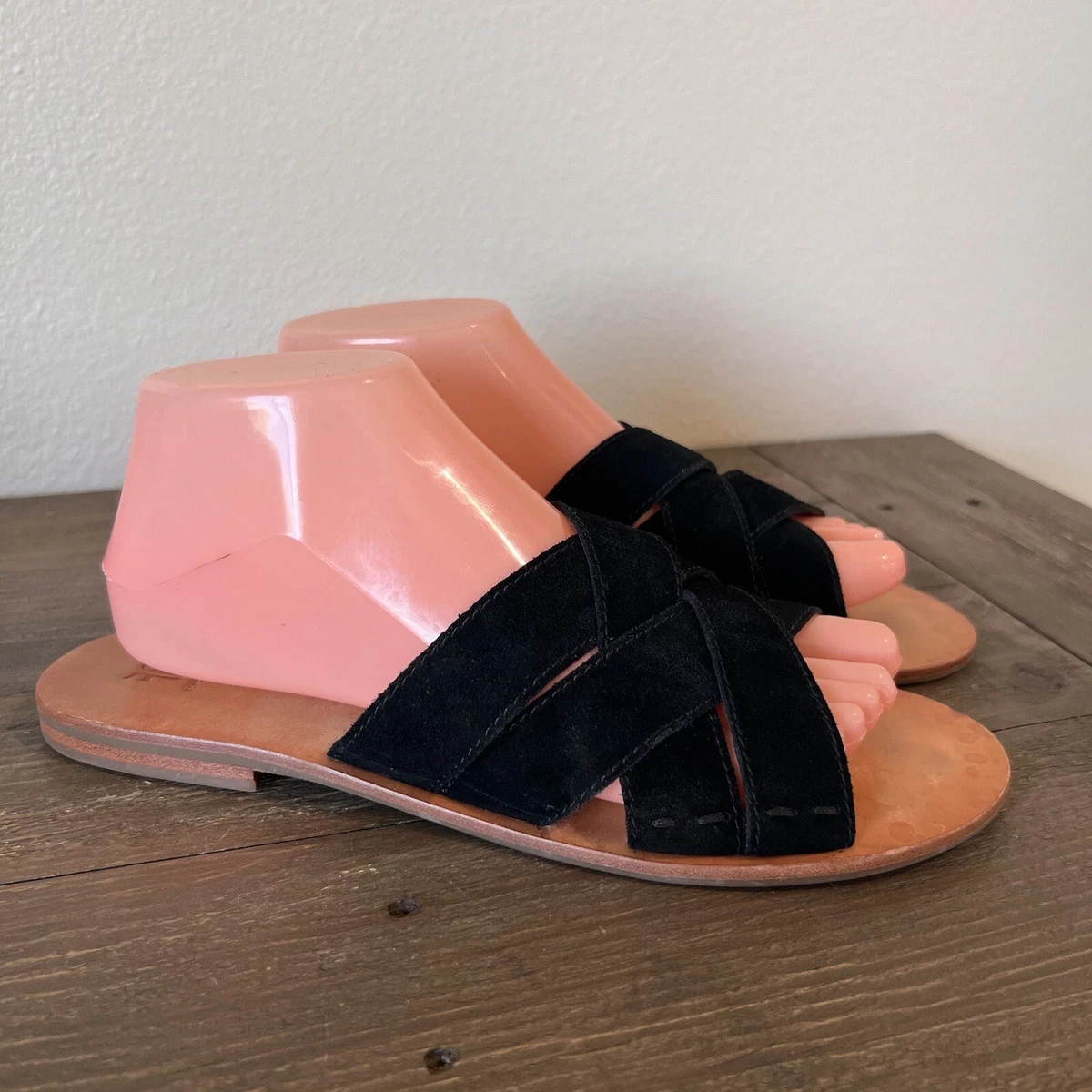 Frye Carla Black Criss Cross Sandals Slip On Size 9M eBay