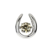 PT900 diamond pendant top 0.30ct dancing stone horseshoe - Auth free shipping fr