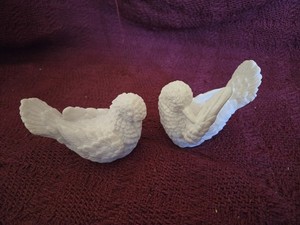 White Dove Sculptures Vintage A Santini Italy Love Birds Set of 2 Turtle Doves