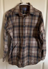 Pendleton Vintage Wool Flannel Shirt Size Large, Brown, Plaid Pattern