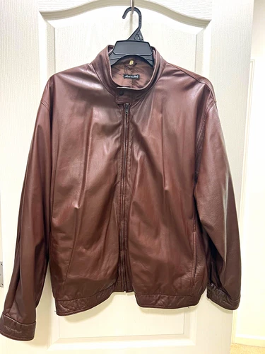 Bally of Switzerland Men’s Brown Leather Full Zip Bomber Jacket 46 Italy - product listing photo