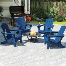 Silla plegable Adirondack HDPE para todo tipo de clima 4 piezas silla fogata con soporte para taza, azul