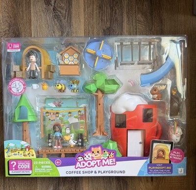 Adopt Me! Coffee Shop & Playground Playset w/ 2 Figures, 4 Pets, 23pcs