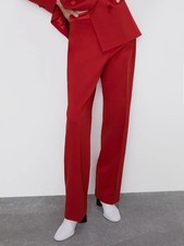 Zara Red Trousers With contrasting waistband Size XS