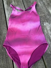 Athleta Open Low Back One Piece Ombr  Pink Swimwear Swimsuit Size Medium