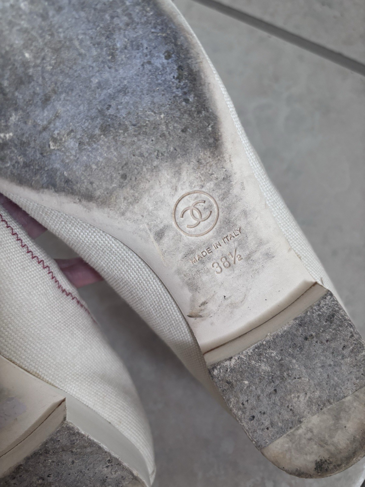 chanel ballet flats white canvas red python snake… - image 9