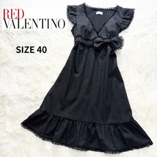 RED VALENTINO Ribbon A-line French sleeve Dress Women Size 40 Charcoal Gray