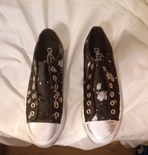 Black And Silver Sneakers Made With Real Dyed Pony Hair Size 8.5