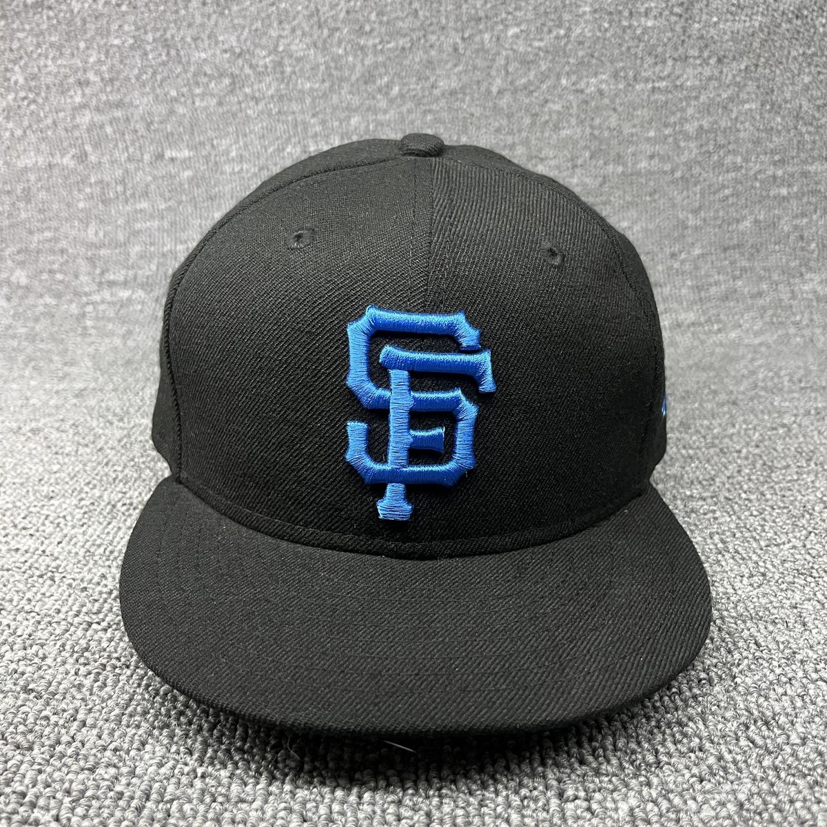 New Era 59FIFTY San Francisco Giants SF Hat Black Royal Blue Fitted 6 7/8 MLB