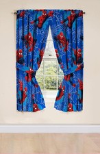 Window Curtain Panels Pair Tie Backs Kids Drape Set Spiderman Astonish 42" X 63"