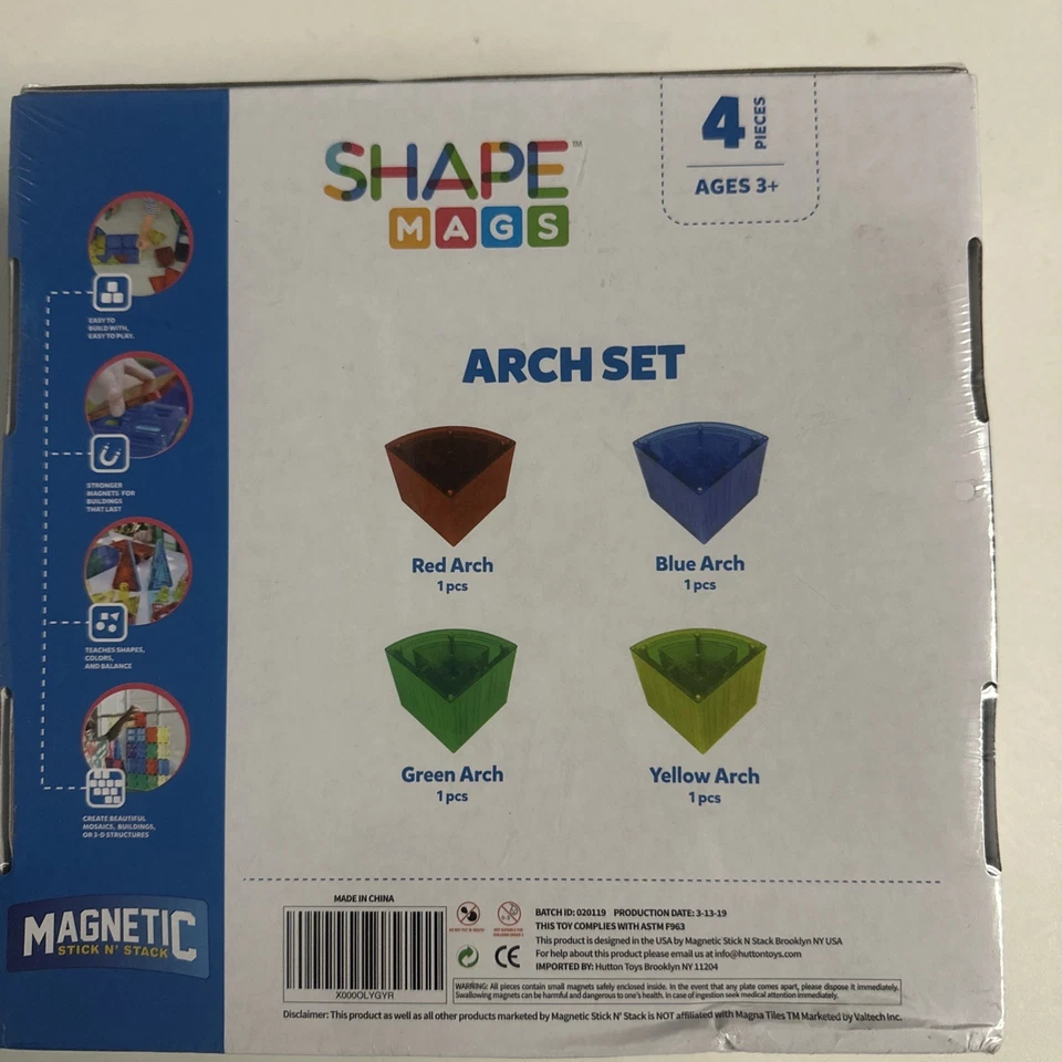 Shape mags 4 Pcs  Arches sahpe   Magnet Building Tiles Magnetic Blocks NEW - Image 2 of 4