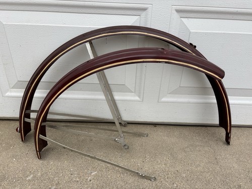 ANTIQUE 1920'S CIRCA 28" MOTORBIKE FRONT AND REAR FENDER SET