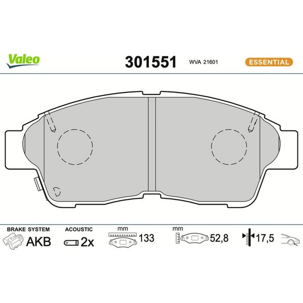 Valeo 301551 Bremsbelagsatz FüR Toyota Camry Carina E Celica Corolla Picnic V1-image