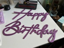 Purple Happy Birthday Sign for Backdrop Felt Birthday Letter Party Decor