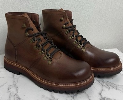 UGG Waterproof Cognac Leather Vibram Sole Lace Up Ankle Boots Men's Size 9.5 NEW