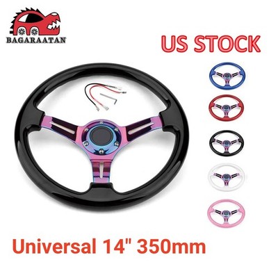 14inch Universal ABS Racing Sport Steering Wheel Drifting Deep Dish 6 Bolt New