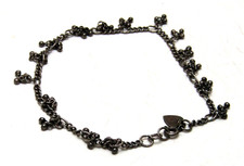 Sterling Silver 925 Chain Anklet Dangle Boho Beaded Charm 9" - 10.7g