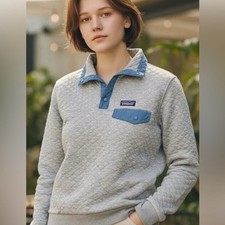 Patagonia Women's Organic Cotton Quilt Snap-T Pullover med gray blue free sh