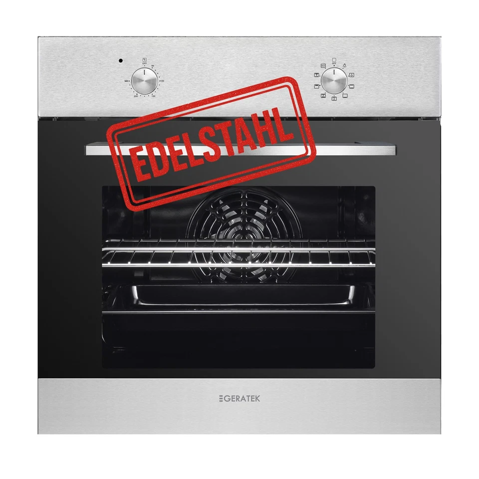 Einbaubackofen Edelstahl 8 Funktionen Grill Umluft Autark Vollglas Innentüre 64L - Bild 4 von 4