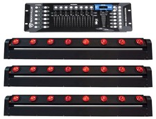  3 Rockville MOTIONSTRIP Moving Head Wash/Beam Strip Light Bars DMX Controller