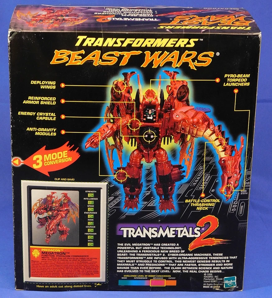 TRANSFORMERS BEAST WARS TRANSMETALS 2 MEGATRON DRAGON 1999 SEALED - Image 2 of 4