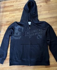 Lagunitas Full Zip Hoodie Sweatshirt Heavyweight Black Size XL Dog Petey Nwot