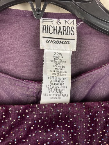 R & M Richards Women's Purple Sequined 2 Pc Set Maxi Dress & Jacket Sz 22W - Picture 12 of 13