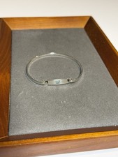 Sterling Silver 925 & Blue Topaz Hinged Bangle Elegant Fine Jewellery Gift 