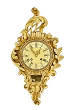 SWEDISH MID CENTURY CARVED ROCOCO REVIVAL GILT CLOCK