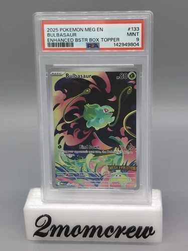 Pokemon Mega Evolution Bulbasaur #133/132 Stamped (Enhanced Box Topper) , PSA 9!