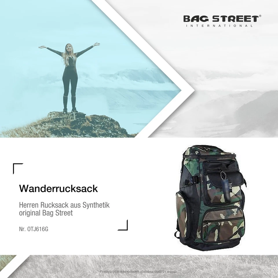 Rucksack Sporttasche grün schwarz Herren Synthetik Bag Street 30x45x25 OTJ616G - Bild 2 von 4