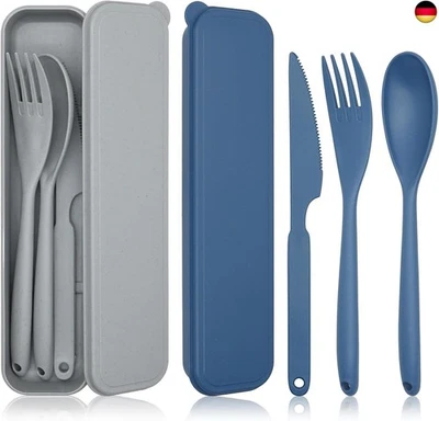 JINGIHE 2 Sets Large Reisebesteck mit Etui, Campingbesteck Set,