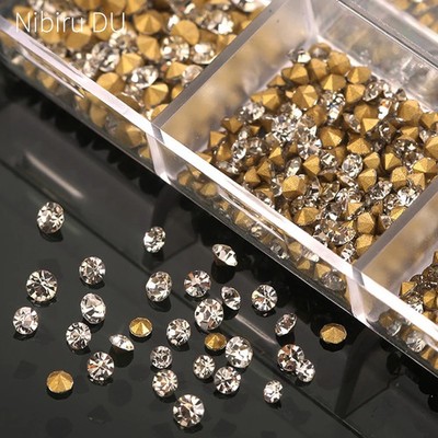 1000 Pcs Crystal Nail Art Rhinestone Super Bright Glass Pointed Bottom Diamond