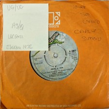 Carly Simon You're So Vain Vinyl Record 7" VG/VG K12077 1972