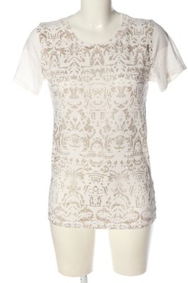 J.CREW Print-Shirt Damen Shirt Gr. DE 36 weiß-goldfarben Casual-Look
