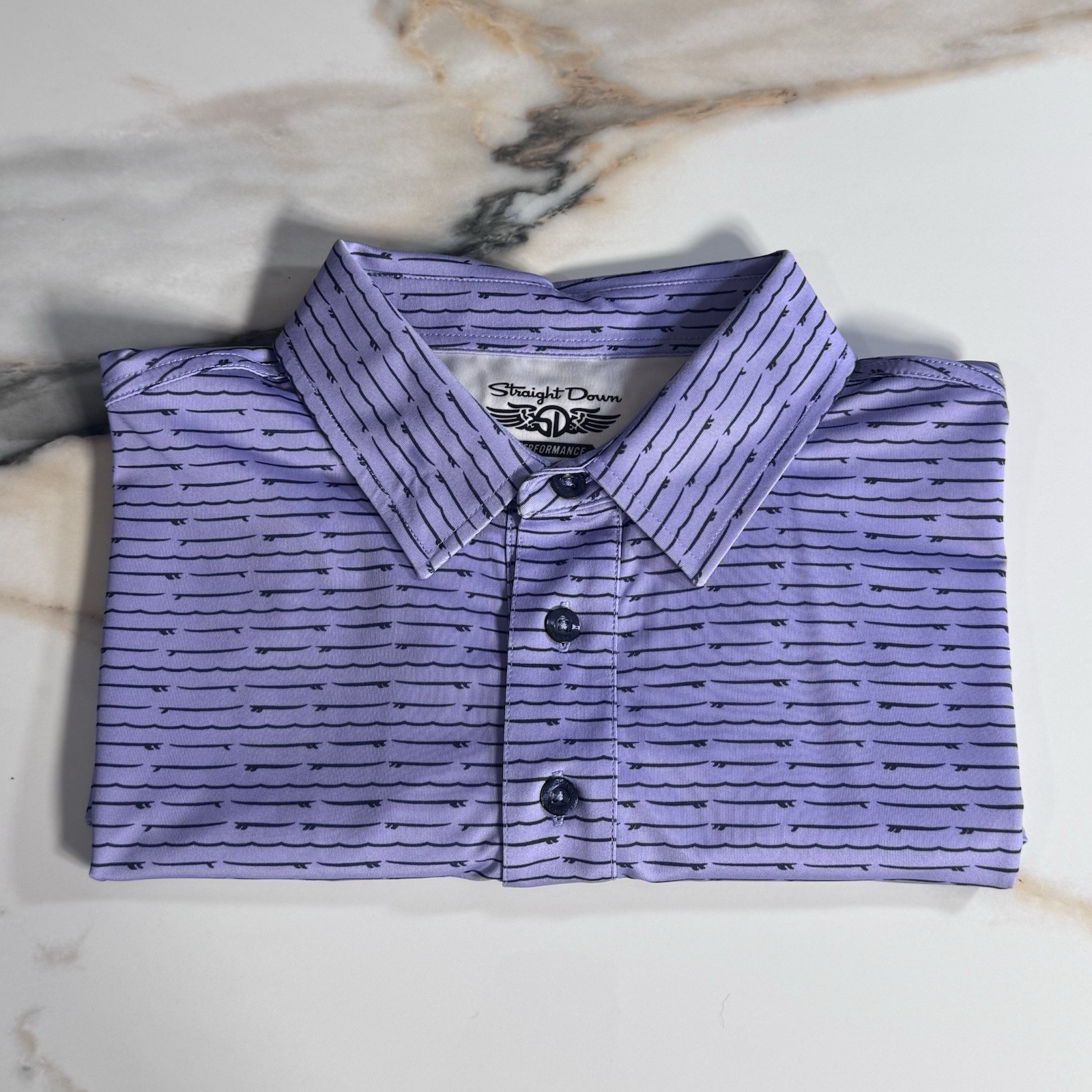 Straight Down Golf Polo Large Performance Purple … - image 10