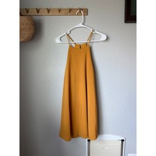 Peppermint Mustard Yellow Halter Mini Dress Keyhole Back Shift Sleeveless