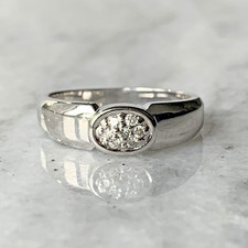 Diamond Ring 9 ct Gold Pave Cluster Band Stacking 375 White Gold - Size L