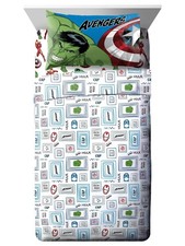 Avengers Hero Time Kids Microfiber Sheet Set, Super Hero Twin Bed Sheets