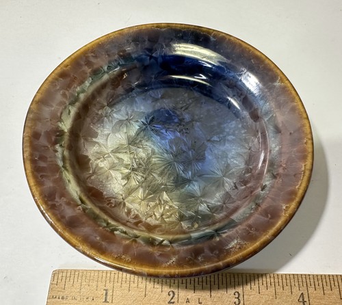 Bill Campbell Pottery Blue Crystalline Glaze Trinket Ring Dish 4.75" Signed - Picture 3 of 6