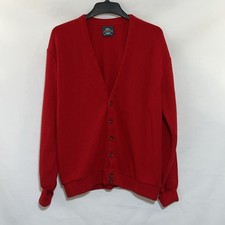 Vintage Jantzen Cardigan Sweater Men's XL Red Button Acrylic Knit USA Made