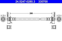 Bremsschlauch ATE 24.5247-0280.3 FüR Opel H00 Agila F68 12V 16V Twinport Cdti