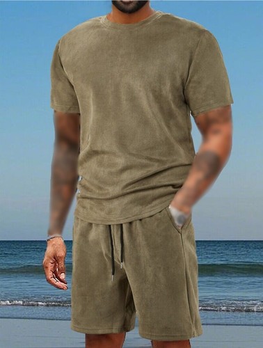 Completo uomo estivo set 2 pezzi maglietta maniche corte e pantaloncini felpa set - Foto 3 di 17
