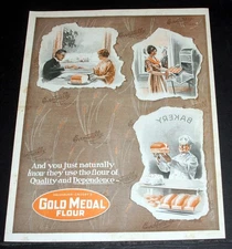 1921 OLD MAGAZINE PRINT AD, WASHBURN-CROSBY GOLD MEDAL FLOUR-FLOUR OF QUALITY!