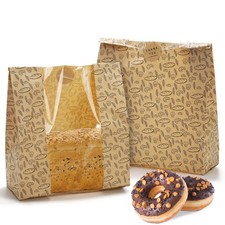 Hacaroa 100 Pack Paper Bread Bags with Clear Window, 10.8"x10"x4" Kraft Baker...
