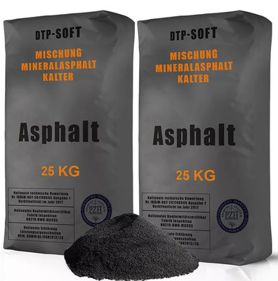 2 x 25kg Kaltasphalt 0-8 mm Reparaturasphalt Asphalt Kaltmischgut 50kg TOP 50 kg