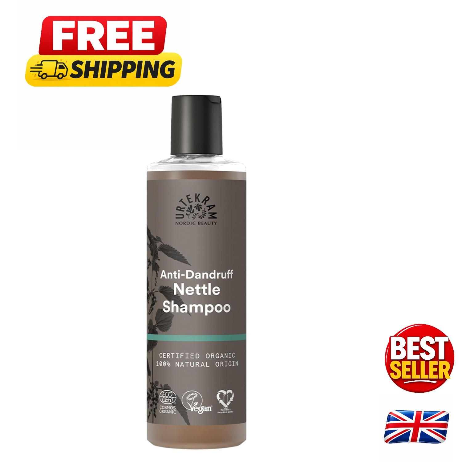 Soothing Nettle Shampoo for Itchy Scalp - 250ml Organic Anti-Dandruff Treatment