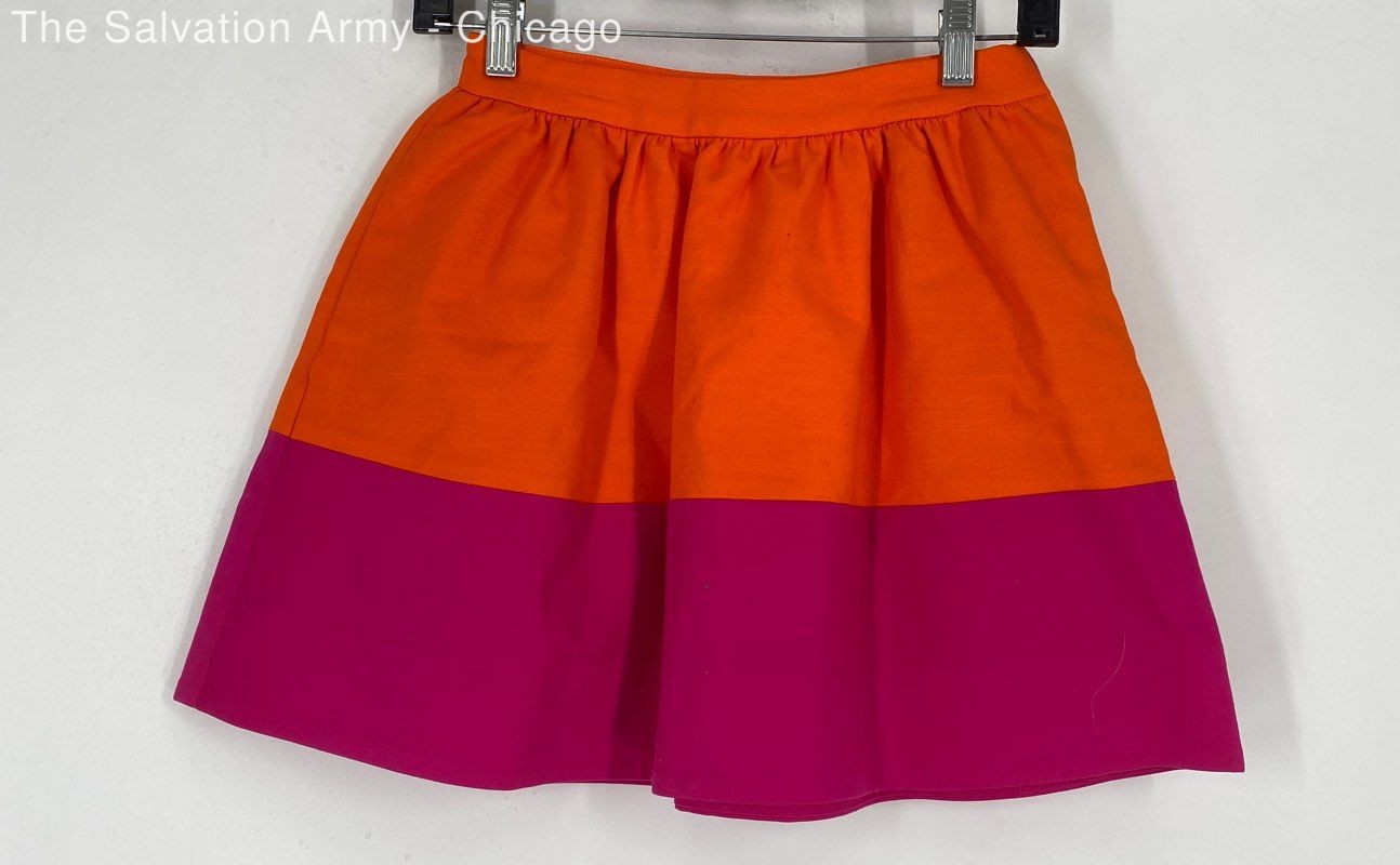 Kate Spade New York Womens Orange Pink Colorblock Short Mini Skirt Size 10