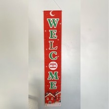 Christmas Long Welcome Nylon Banner Holiday Wall Hanging