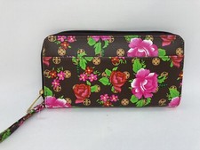 NWOT Women's Fashion Wristlet Wallet Brown w/ Floral Print